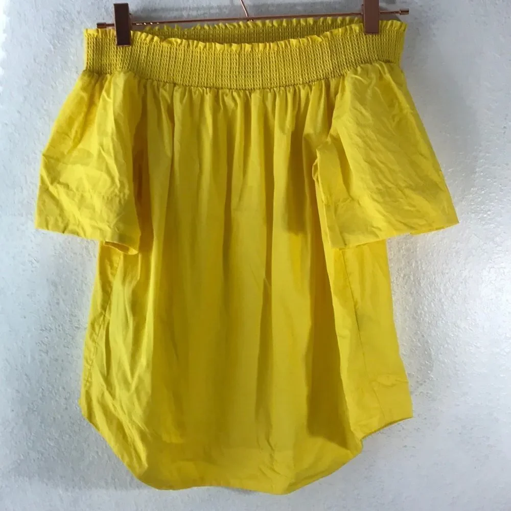 J crew off‎ shoulder yellow blouse
